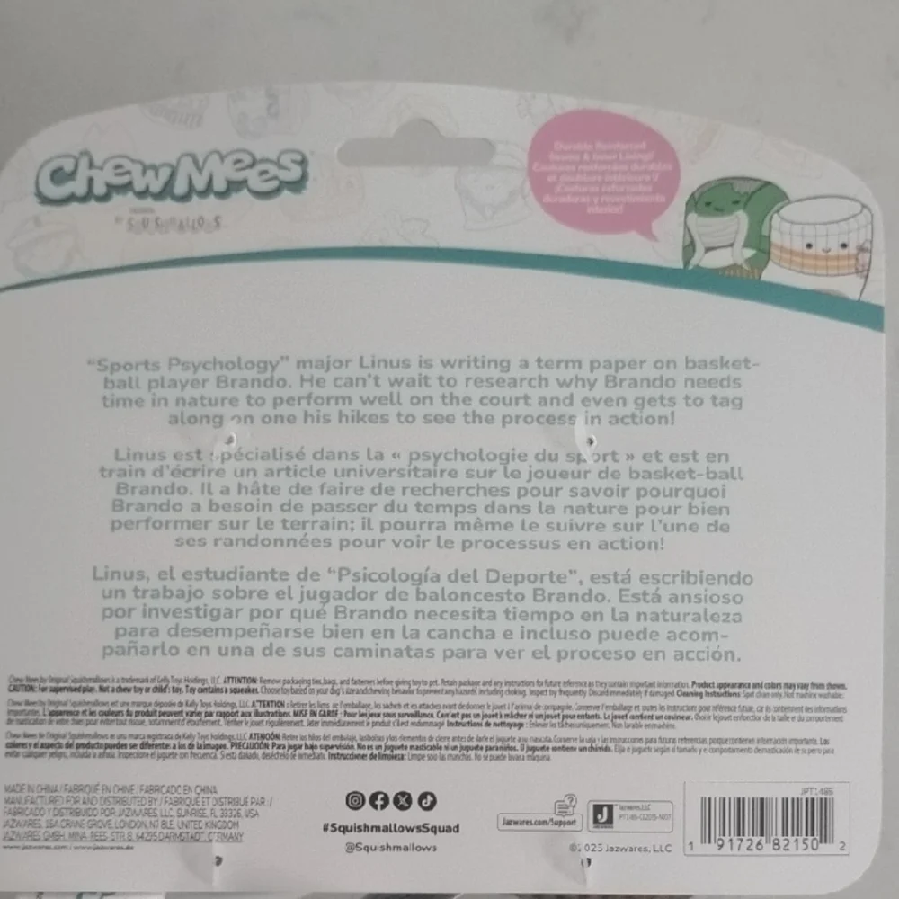 Squishmallows Chew Mees Green and White Dog Toys